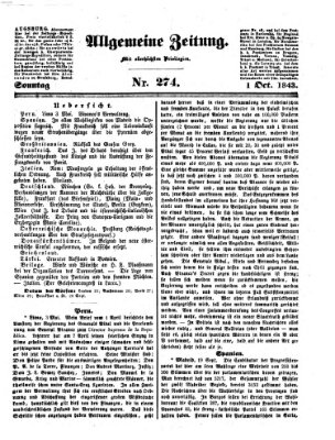 Allgemeine Zeitung Sonntag 1. Oktober 1843