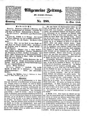 Allgemeine Zeitung Sonntag 15. Oktober 1843