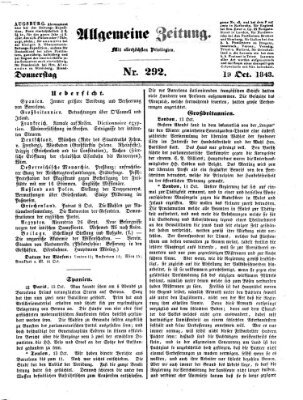 Allgemeine Zeitung Donnerstag 19. Oktober 1843