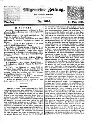 Allgemeine Zeitung Dienstag 31. Oktober 1843