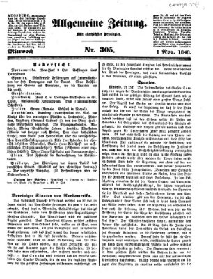 Allgemeine Zeitung Mittwoch 1. November 1843