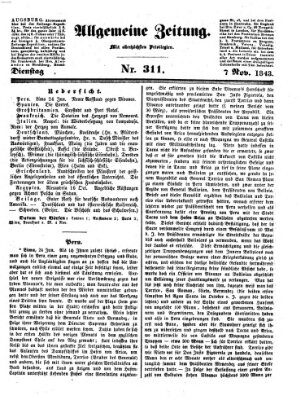 Allgemeine Zeitung Dienstag 7. November 1843