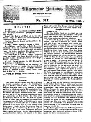 Allgemeine Zeitung Montag 13. November 1843