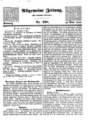 Allgemeine Zeitung Sonntag 26. November 1843