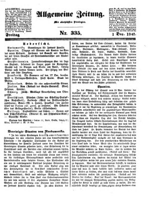 Allgemeine Zeitung Freitag 1. Dezember 1843