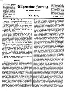 Allgemeine Zeitung Sonntag 3. Dezember 1843