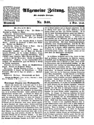 Allgemeine Zeitung Mittwoch 6. Dezember 1843