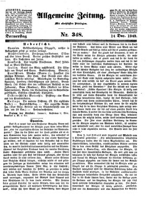 Allgemeine Zeitung Donnerstag 14. Dezember 1843