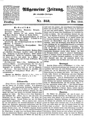 Allgemeine Zeitung Dienstag 19. Dezember 1843