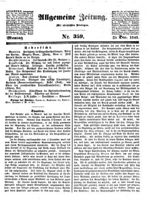 Allgemeine Zeitung Montag 25. Dezember 1843