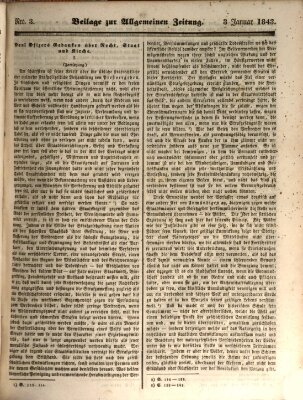 Allgemeine Zeitung. Beilage zur Allgemeinen Zeitung (Allgemeine Zeitung) Dienstag 3. Januar 1843