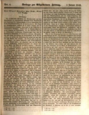 Allgemeine Zeitung. Beilage zur Allgemeinen Zeitung (Allgemeine Zeitung) Mittwoch 4. Januar 1843