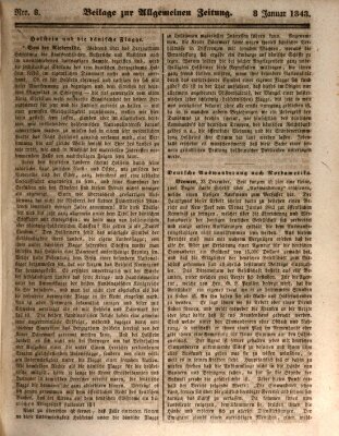 Allgemeine Zeitung. Beilage zur Allgemeinen Zeitung (Allgemeine Zeitung) Sonntag 8. Januar 1843