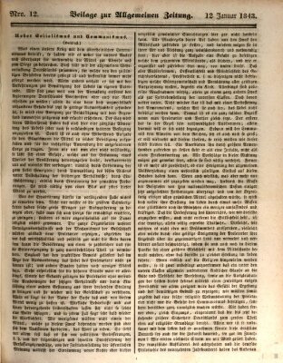 Allgemeine Zeitung. Beilage zur Allgemeinen Zeitung (Allgemeine Zeitung) Donnerstag 12. Januar 1843
