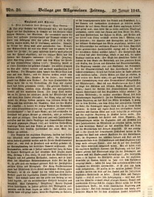 Allgemeine Zeitung. Beilage zur Allgemeinen Zeitung (Allgemeine Zeitung) Freitag 20. Januar 1843