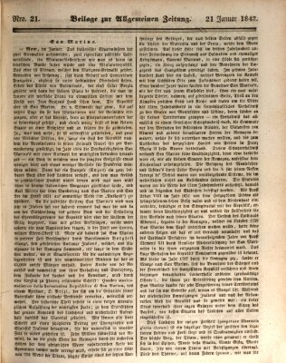 Allgemeine Zeitung. Beilage zur Allgemeinen Zeitung (Allgemeine Zeitung) Samstag 21. Januar 1843