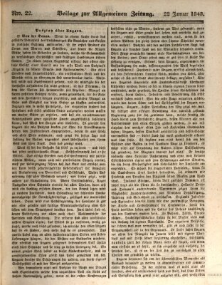 Allgemeine Zeitung. Beilage zur Allgemeinen Zeitung (Allgemeine Zeitung) Sonntag 22. Januar 1843