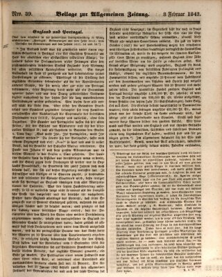 Allgemeine Zeitung. Beilage zur Allgemeinen Zeitung (Allgemeine Zeitung) Mittwoch 8. Februar 1843