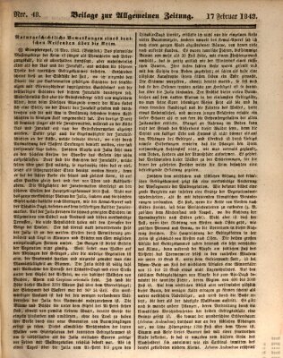 Allgemeine Zeitung. Beilage zur Allgemeinen Zeitung (Allgemeine Zeitung) Freitag 17. Februar 1843