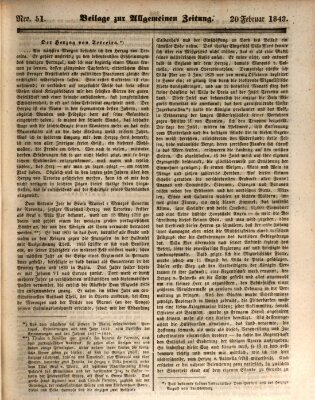 Allgemeine Zeitung. Beilage zur Allgemeinen Zeitung (Allgemeine Zeitung) Montag 20. Februar 1843