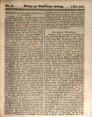 Allgemeine Zeitung. Beilage zur Allgemeinen Zeitung (Allgemeine Zeitung) Dienstag 7. März 1843