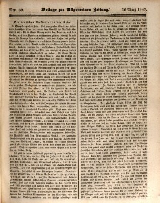 Allgemeine Zeitung. Beilage zur Allgemeinen Zeitung (Allgemeine Zeitung) Freitag 10. März 1843