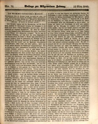 Allgemeine Zeitung. Beilage zur Allgemeinen Zeitung (Allgemeine Zeitung) Sonntag 12. März 1843