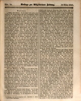 Allgemeine Zeitung. Beilage zur Allgemeinen Zeitung (Allgemeine Zeitung) Donnerstag 16. März 1843