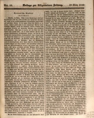 Allgemeine Zeitung. Beilage zur Allgemeinen Zeitung (Allgemeine Zeitung) Mittwoch 29. März 1843