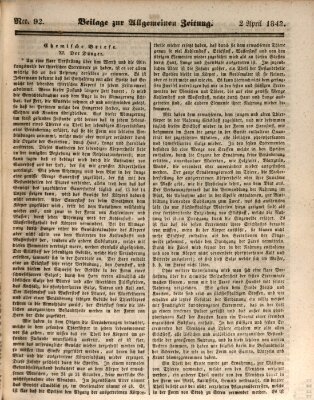 Allgemeine Zeitung. Beilage zur Allgemeinen Zeitung (Allgemeine Zeitung) Sonntag 2. April 1843