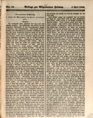 Allgemeine Zeitung. Beilage zur Allgemeinen Zeitung (Allgemeine Zeitung) Sonntag 9. April 1843