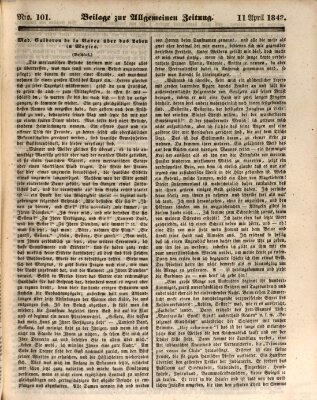 Allgemeine Zeitung. Beilage zur Allgemeinen Zeitung (Allgemeine Zeitung) Dienstag 11. April 1843