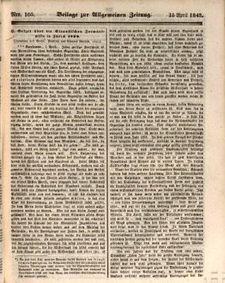 Allgemeine Zeitung. Beilage zur Allgemeinen Zeitung (Allgemeine Zeitung) Samstag 15. April 1843