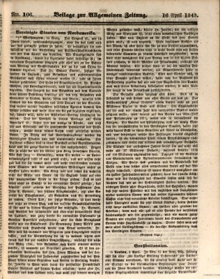 Allgemeine Zeitung. Beilage zur Allgemeinen Zeitung (Allgemeine Zeitung) Sonntag 16. April 1843