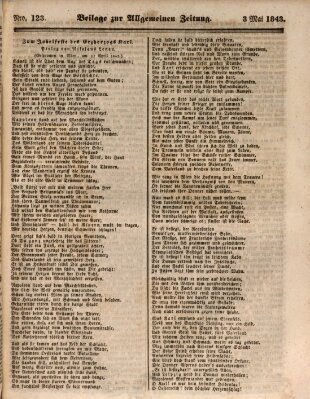 Allgemeine Zeitung. Beilage zur Allgemeinen Zeitung (Allgemeine Zeitung) Mittwoch 3. Mai 1843