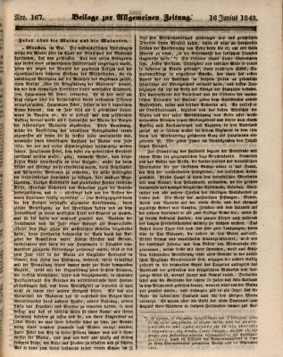 Allgemeine Zeitung. Beilage zur Allgemeinen Zeitung (Allgemeine Zeitung) Freitag 16. Juni 1843