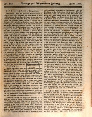 Allgemeine Zeitung. Beilage zur Allgemeinen Zeitung (Allgemeine Zeitung) Samstag 1. Juli 1843