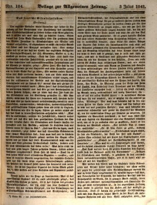 Allgemeine Zeitung. Beilage zur Allgemeinen Zeitung (Allgemeine Zeitung) Montag 3. Juli 1843