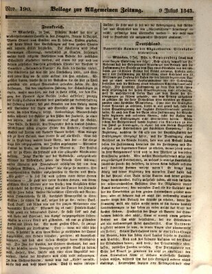 Allgemeine Zeitung. Beilage zur Allgemeinen Zeitung (Allgemeine Zeitung) Sonntag 9. Juli 1843