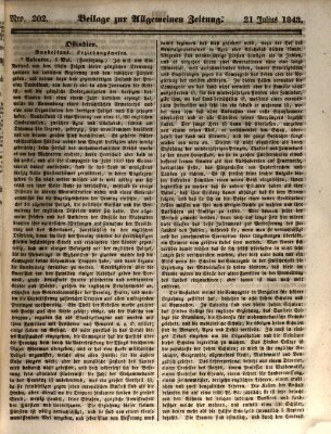 Allgemeine Zeitung. Beilage zur Allgemeinen Zeitung (Allgemeine Zeitung) Freitag 21. Juli 1843