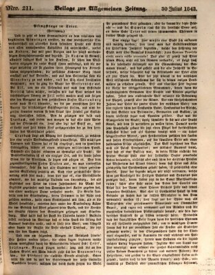 Allgemeine Zeitung. Beilage zur Allgemeinen Zeitung (Allgemeine Zeitung) Sonntag 30. Juli 1843