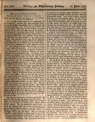 Allgemeine Zeitung. Beilage zur Allgemeinen Zeitung (Allgemeine Zeitung) Montag 31. Juli 1843