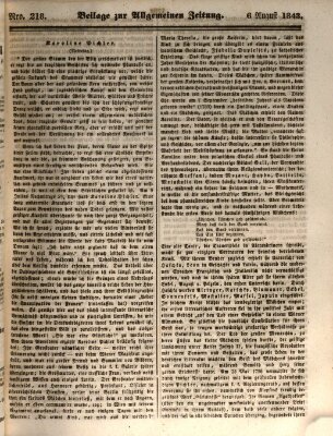 Allgemeine Zeitung. Beilage zur Allgemeinen Zeitung (Allgemeine Zeitung) Sonntag 6. August 1843