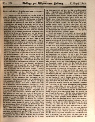 Allgemeine Zeitung. Beilage zur Allgemeinen Zeitung (Allgemeine Zeitung) Freitag 11. August 1843