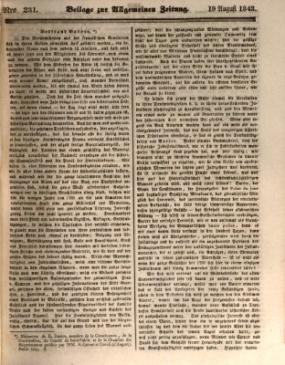 Allgemeine Zeitung. Beilage zur Allgemeinen Zeitung (Allgemeine Zeitung) Samstag 19. August 1843