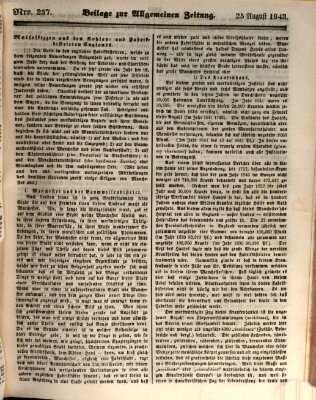 Allgemeine Zeitung. Beilage zur Allgemeinen Zeitung (Allgemeine Zeitung) Freitag 25. August 1843