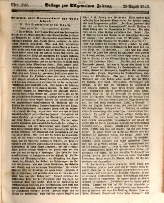 Allgemeine Zeitung. Beilage zur Allgemeinen Zeitung (Allgemeine Zeitung) Dienstag 29. August 1843