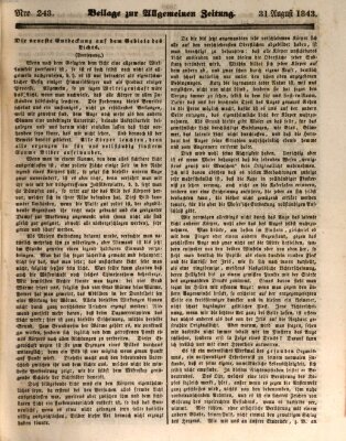 Allgemeine Zeitung. Beilage zur Allgemeinen Zeitung (Allgemeine Zeitung) Donnerstag 31. August 1843