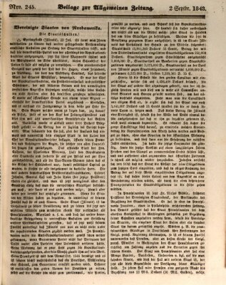 Allgemeine Zeitung. Beilage zur Allgemeinen Zeitung (Allgemeine Zeitung) Samstag 2. September 1843