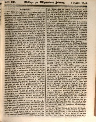 Allgemeine Zeitung. Beilage zur Allgemeinen Zeitung (Allgemeine Zeitung) Sonntag 3. September 1843